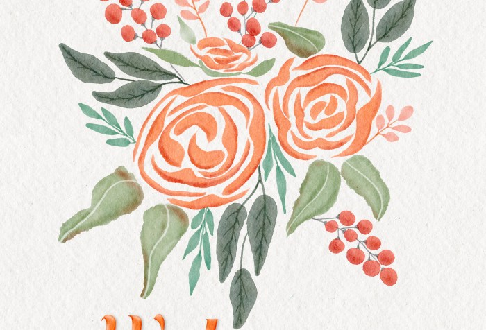 bouquet of flowers "Welcome" below