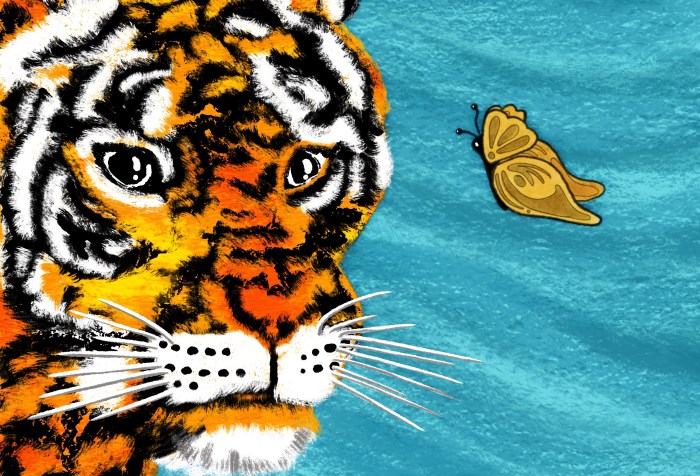 tiger and butterfly