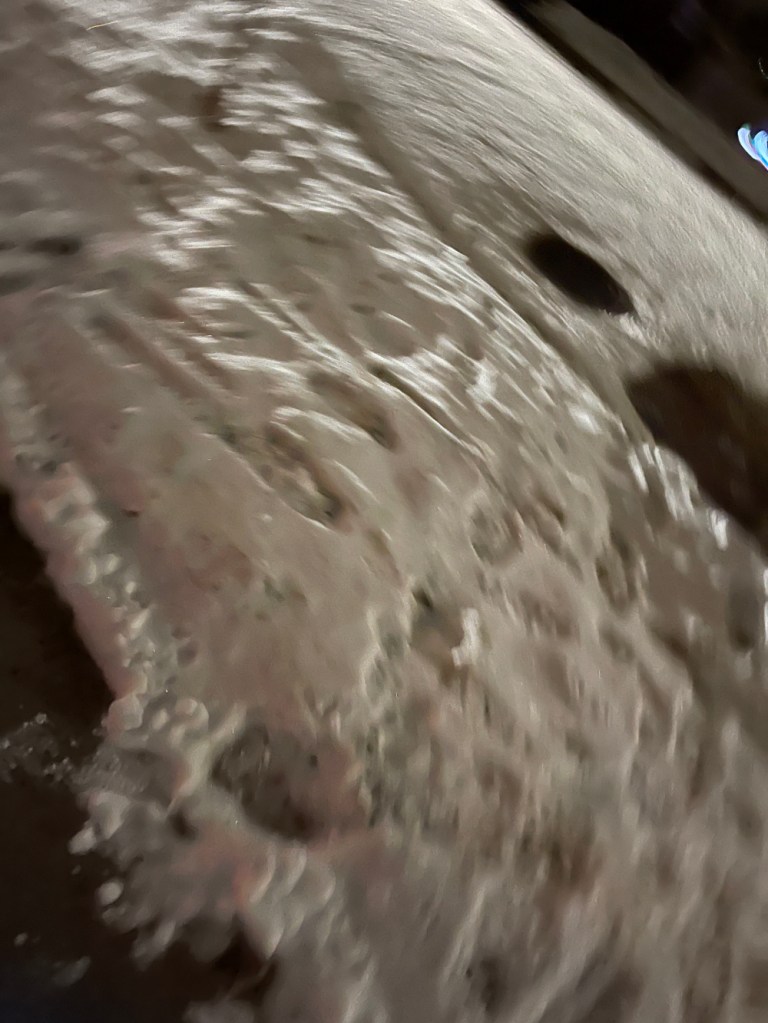 blurry photo of footprints in snow