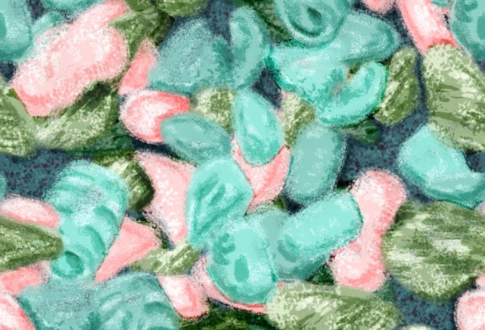 pink, aqua, green sea glass pattern