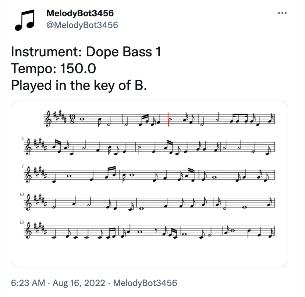 music score of AI music bot